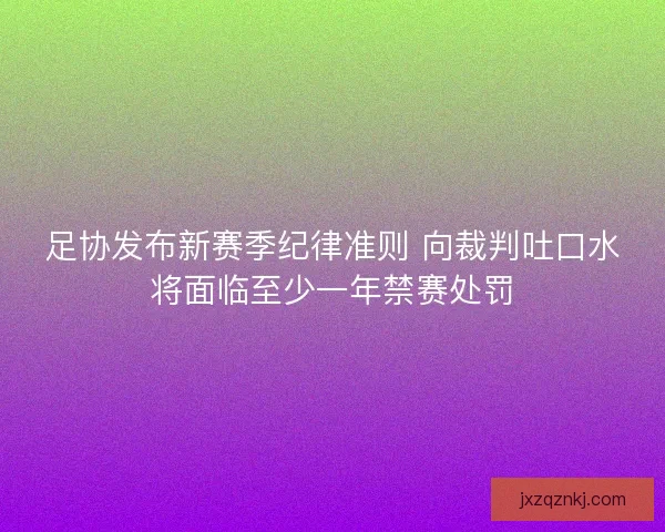 足协发布新赛季纪律准则 向裁判吐口水将面临至少一年禁赛处罚