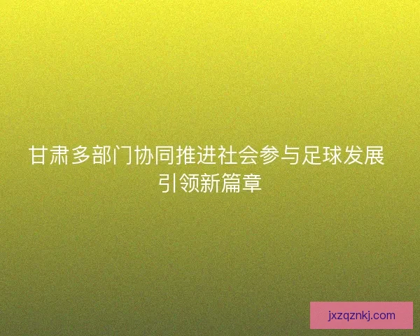 甘肃多部门协同推进社会参与足球发展 引领新篇章