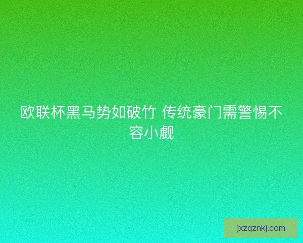 欧联杯黑马势如破竹 传统豪门需警惕不容小觑